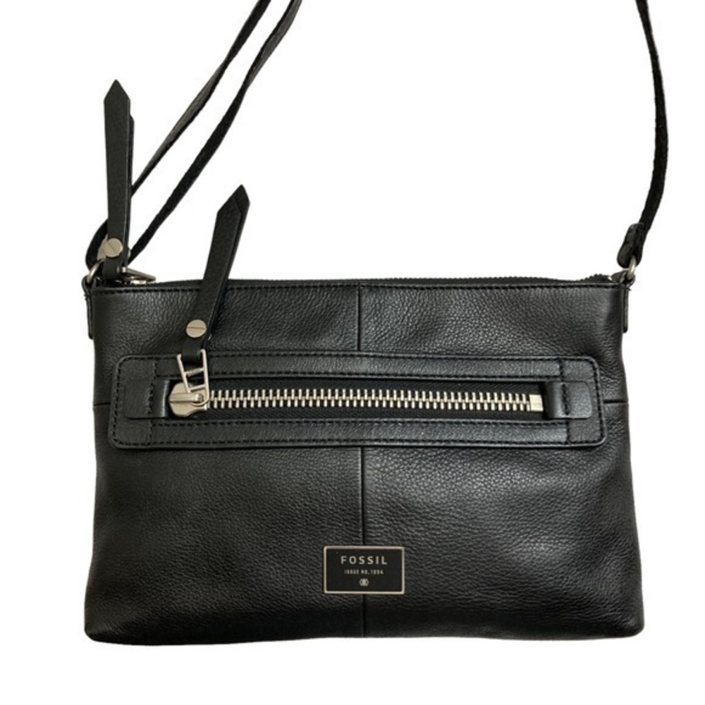 Fossil black leather crossbody bag